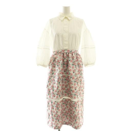 チェスティ Chesty フラワージャガードワンピース ステンカラー 0 白 マルチカラー /CX ...