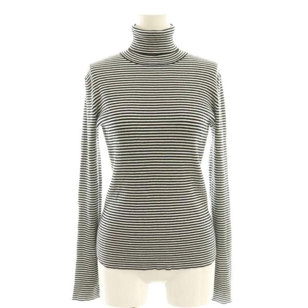 アメリ AMERI 23AW タートルネックニット カットソー ボーダー F ブラック ホワイト /...