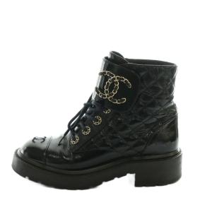 シャネル CHANEL ディズヌフ マトラッセ ココマーク ショートブーツ 37 黒 ブラック G36424 /AQ ■OS レディース