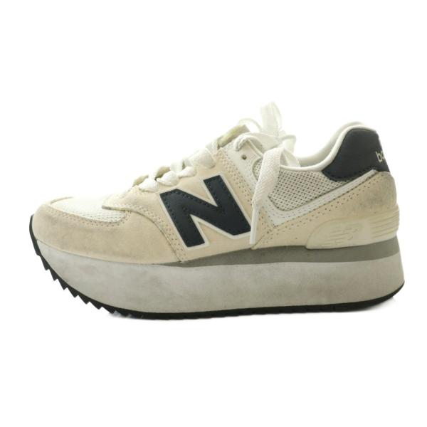 ニューバランス NEW BALANCE 574+ スニーカー 厚底 US6 23cm エクリュ 紺 ...