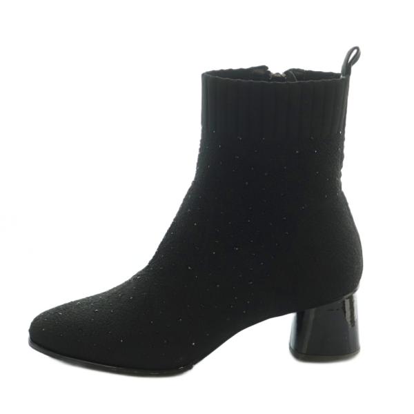 ユニティ unity ホットフィックスストレッチニットショートブーツ チャンキーヒール 24.5cm...