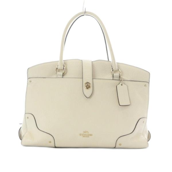 コーチ マーサー サッチェル トートバッグ ハンド 白 ホワイト トップハンドル ターンロック開閉 ...