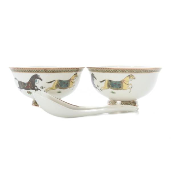 エルメス HERMES シュヴァルドリアン スープボウル レンゲ 2個セット 食器 白 ホワイト /...