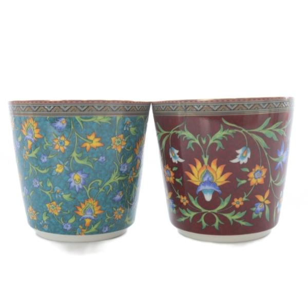 エルメス HERMES シュヴァルドリアンゴ カップ 陶器 2個セット ボルドー グリーン /YO2...