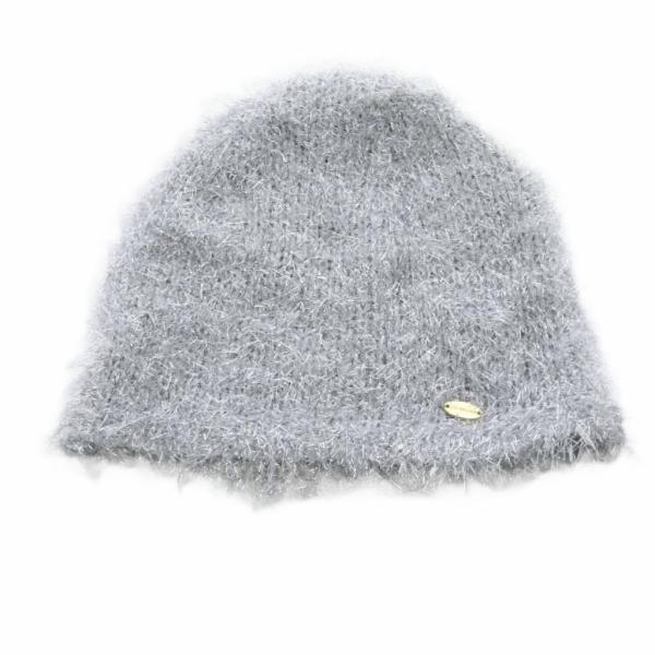 未使用品 リリーブラウン Lily Brown 24AW フェザーニット帽 帽子 F シルバー色 /...