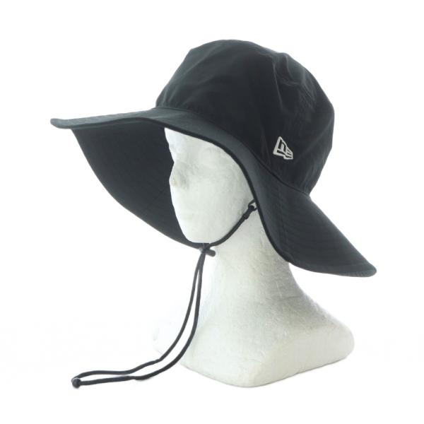 ニューエラ NEW ERA ワイドブリムハット 帽子 黒 ブラック 無地 ワイドブリム あご紐付き ...