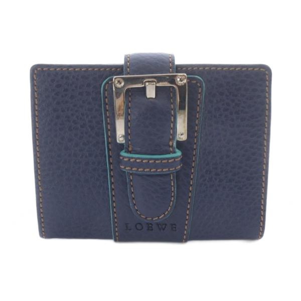 ロエベ LOEWE ベルトモチーフ コインケース 小銭入れ レザー 紺 ネイビー /SR ■OH レ...