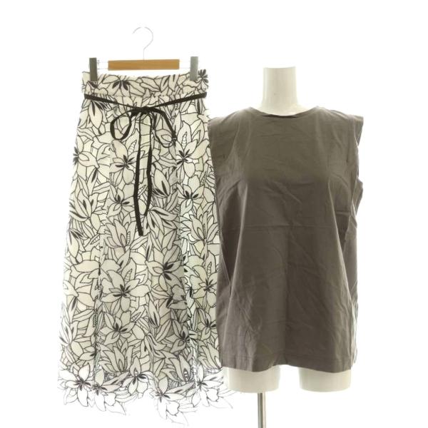 アプワイザーリッシェ Apuweiser-riche 配色レーススカート×カットソーセット ノースリ...