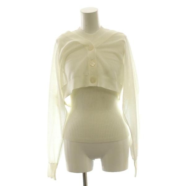 未使用品 アプワイザーリッシェ 洗えるシアーショートカーデアンサンブル ノースリーブニット 2 白 ...