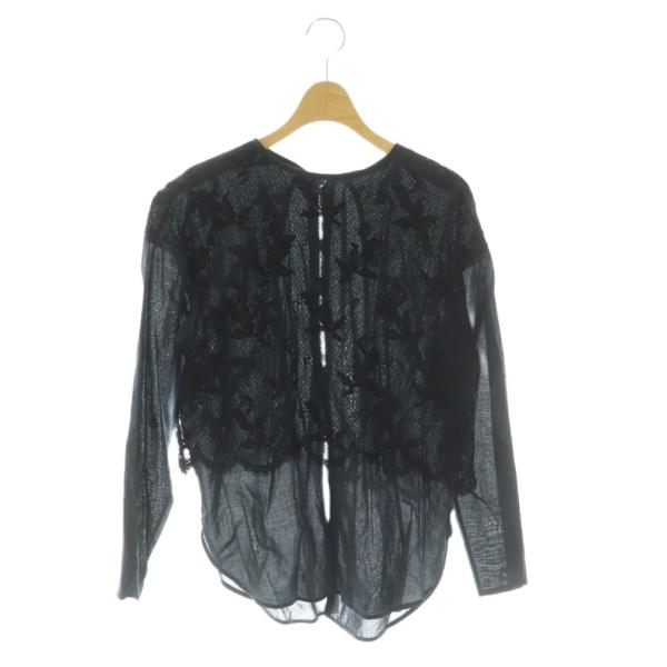 デザインワークス DESIGNWORKS レースレイヤー2WAYブラウス プルオーバー 38 ネイビ...