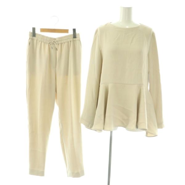 アイシービー iCB ライトダブルクロス ペプラムブラウス 長袖 ドロストパンツ セットアップ XS...
