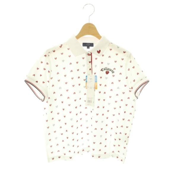 未使用品 キャロウェイ CALLAWAY ラブキャロウェイハート 半袖ポロシャツ M ホワイト レッ...