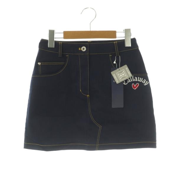 未使用品 キャロウェイ CALLAWAY ストレッチツイルスカート 台形スカート ミニ S ネイビー...