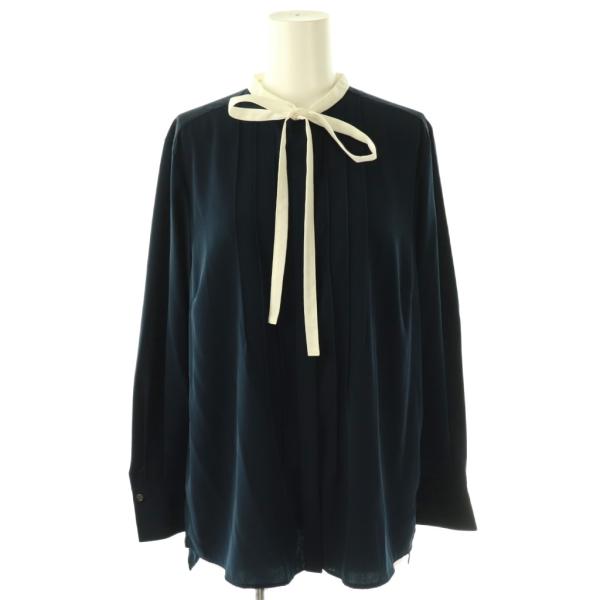 ボールジー BALLSEY トゥモローランド クリアデシン ボウタイブラウス 長袖 36 ネイビー ...