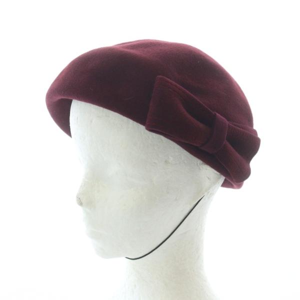 マキシン MAXIM 帽子 ベレー帽 ワインレッド リボン飾り ウール /RI ■OS