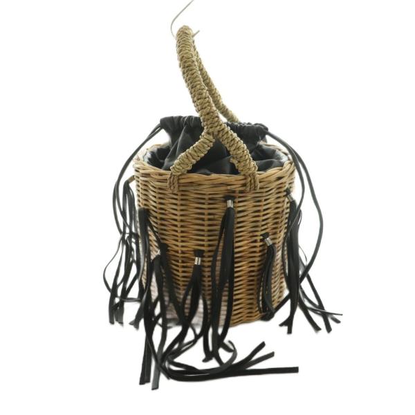 ラドロー LUDLOW フリンジバスケットバッグ かごバッグ ベージュ 黒 /MI ■OS レディー...