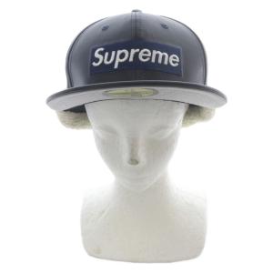 未使用品 シュプリーム SUPREME ニューエラ 59FIFTYEarflap Box Logo 帽子 レザーキャップ 7 5/8 紺 ネイビー /SR メンズ