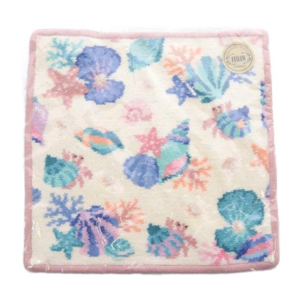 未使用品 フェイラー FEILER ラブラリーバイ マリンジュエル ハンカチ 総柄 ピンク /SR ...