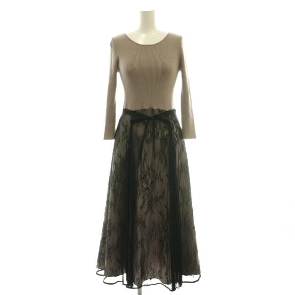 ジャスグリッティー JUSGLITTY レースマチプリーツドッキングワンピース 長袖 ロング 1 ベ...