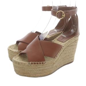 トリーバーチ TORY BURCH ウェッジソール サンダル ストラップ レザー 6M 茶色 ブラウン /SR レディース