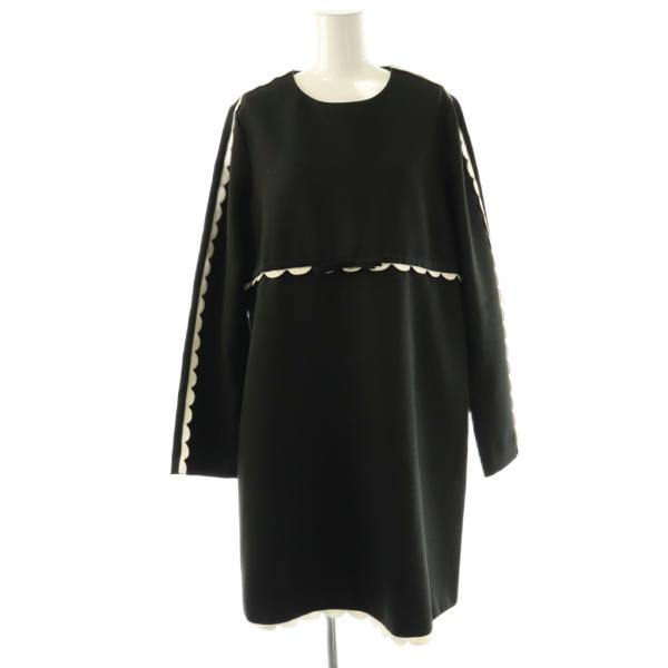 レッド ヴァレンティノ RED VALENTINO スカラップデザイン ワンピース ひざ丈 46 ブ...