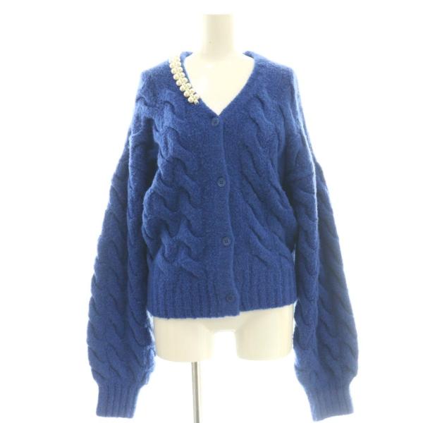 未使用品 コエル COEL フェイクパール付きショートカーディガン F 青 ブルー /AQ ■OS ...