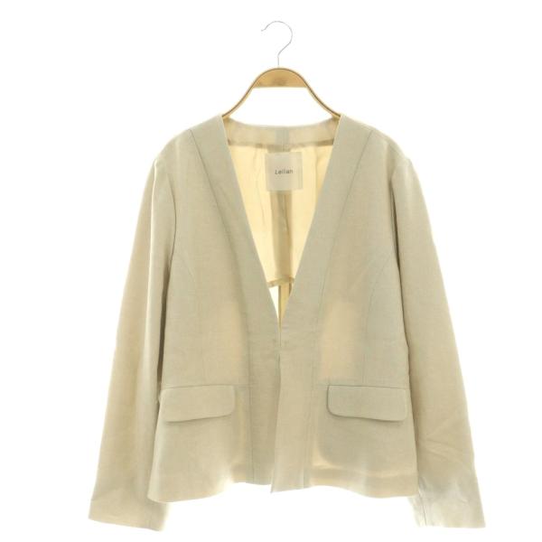 レリアン Leilian ノーカラージャケット ベージュ /AQ ■OS レディース