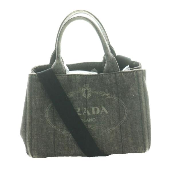 プラダ PRADA カナパ CANAPA ハンドバッグ ショルダー デニム チャコールブラック /S...
