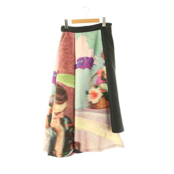 アメリ AMERI EMILIA TUCK SKIRT スカート ロング フレア 黒 マルチカラー ...