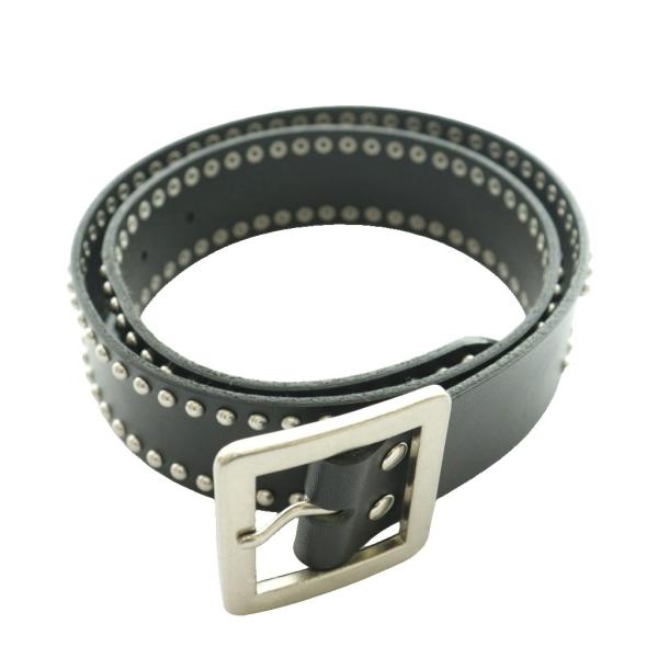 ビームス BEAMS レザースタッズベルト M 黒 ブラック シルバーカラー /SS ■OS ■AD...