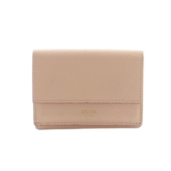 セリーヌ CELINE スモール トリフォードウォレット 財布 三つ折り 小銭入れ レザー ピンク ...