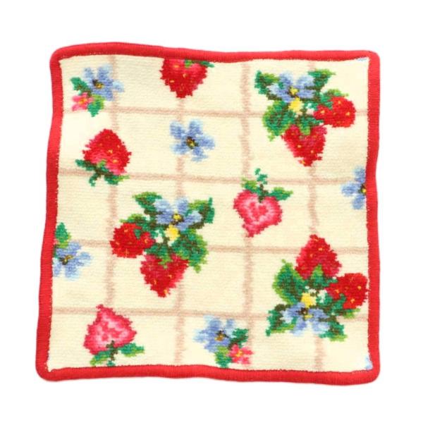 フェイラー FEILER ストロベリーフィールドプティ タオルハンカチ フルーツ柄 総柄 赤 アイボ...