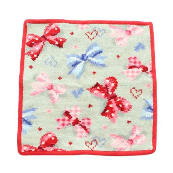 フェイラー FEILER ミルメルシー! タオルハンカチ リボン柄 グレー 赤 青 /MI ■OS ...