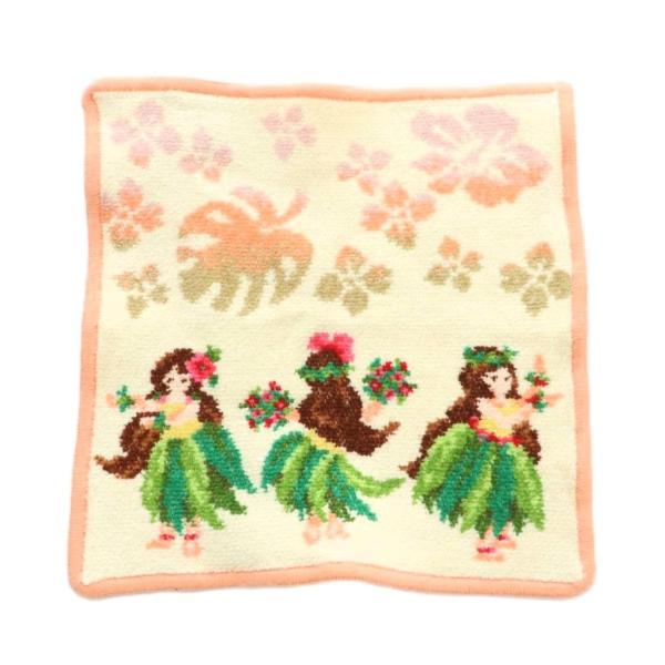 フェイラー FEILER マナマナ ハンカチタオル ハワイアン柄 総柄 アイボリー オレンジ マルチ...