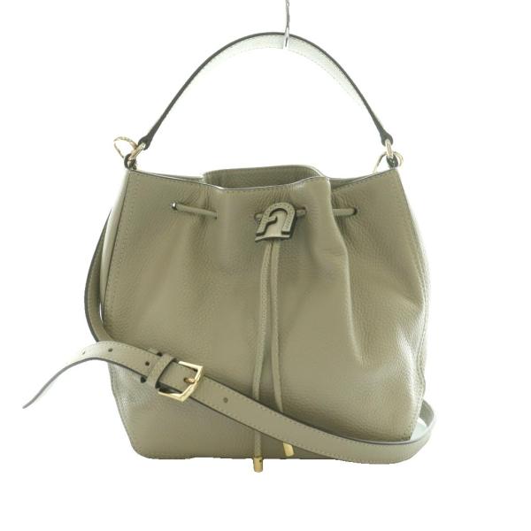 フルラ FURLA アテナ 巾着型ショルダーバッグ レザー グレー /SS ■OS レディース