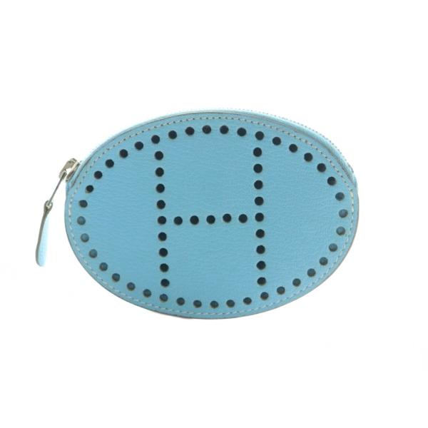 エルメス HERMES エブリン コインケース 小銭入れ レザー ライトブルー /MI ■OS ■O...