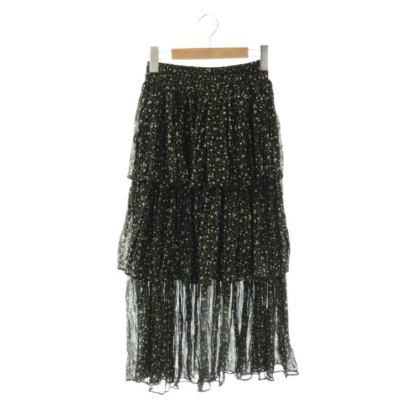 アメリヴィンテージ Ameri VINTAGE 花柄 ティアード ギャザースカート ブラック マルチ...