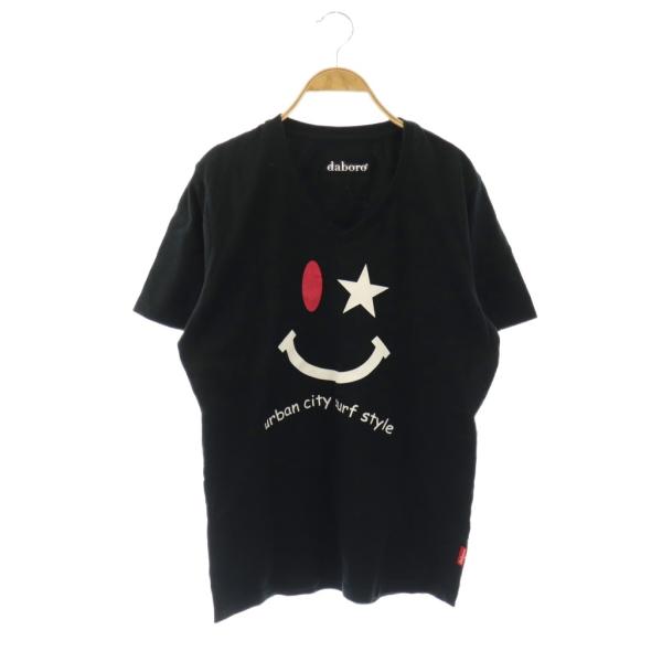 ダボロ daboro プリントTシャツ XL ブラック Vネック ロゴプリント 半袖  /OK ■O...