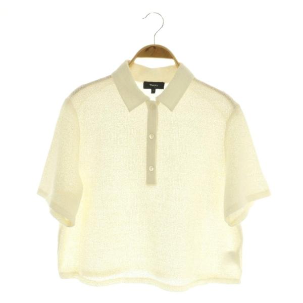 セオリー Theory TWEED TERRY CROPPED POLO ニットポロシャツ 半袖 S...