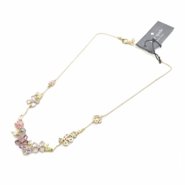 未使用品 ケイトスペード KATE SPADE フラワーモチーフ ビジュー ネックレス ゴールド色 ...