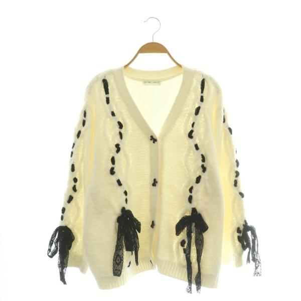 スナイデル SNIDEL ホーム HOME 25AW リボンカーディガン ニット Vネック F 白 ...