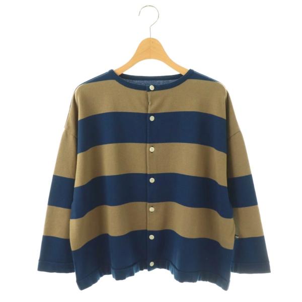 マイヨ maillot wide border 2way cardigan カーディガン 0 ネイビ...