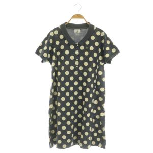 ラコステ LACOSTE ドット ポロワンピース 膝丈 半袖 42 グレー /MY ■OS レディース
