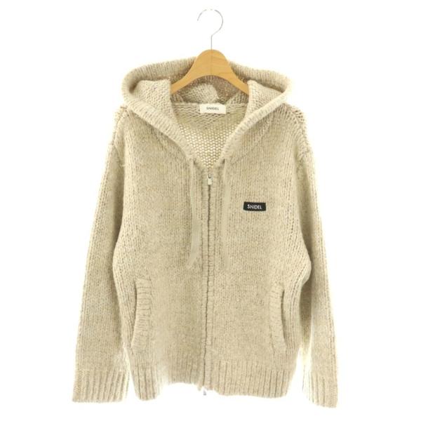 スナイデル SNIDEL 25AW ロービングニットフーディー パーカー ジップアップ F ベージュ...