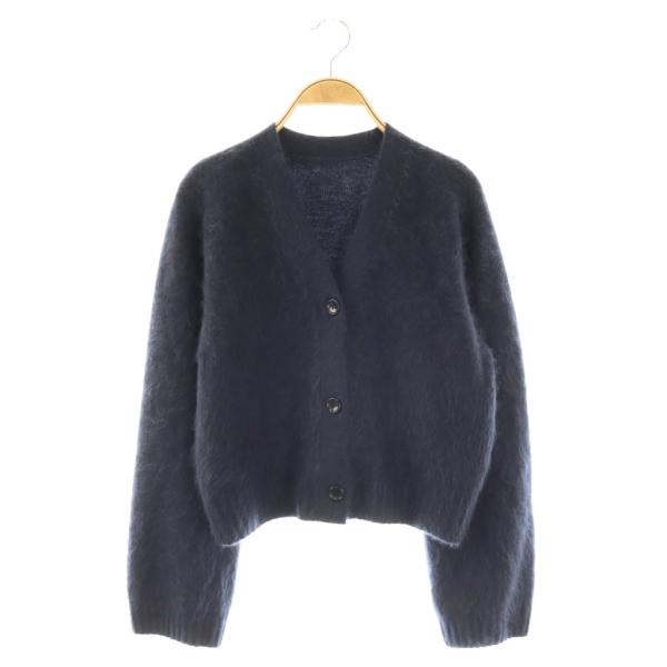 コンテ conte 24AW カシミヤファーVネックカーディガン 長袖 ネイビー /DO ■OS ■...