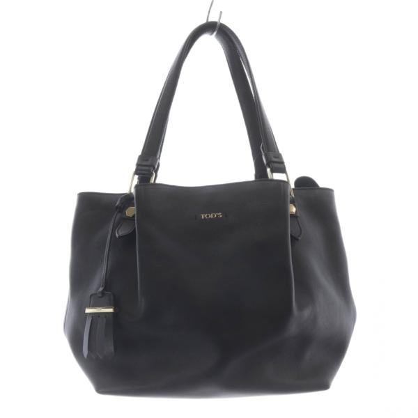 トッズ TOD'S Flower レザー ハンドバッグ 黒 ブラック /SR レディース
