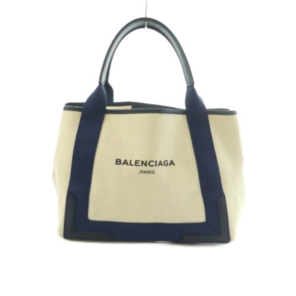 バレンシアガ BALENCIAGA ネイビーカバS トートバッグ キャンバス アイボリー 紺 339...