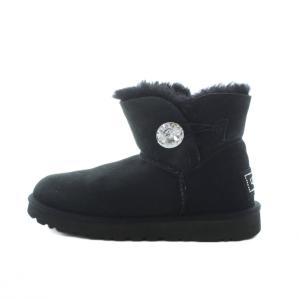 アグ オーストラリア UGG australia ムートンブーツ US6 23cm 黒 ブラック ショートブーツ ビジュー装飾 /RI ■OS レディース