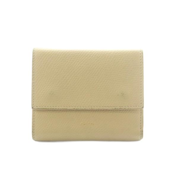 セリーヌ CELINE トリフォールド 三つ折り財布 小銭入れ レザー ベージュ /MI ■OS ■...