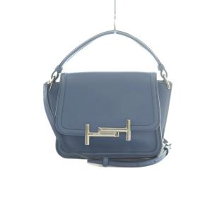 トッズ TOD'S 2WAY Double T ハンドバッグ ショルダーバッグ レザー 青 ブルー /MI ■OS レディース